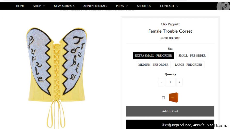 Bruna Marquezine: corselet amarelo pode ser encontrado no site Annie's Ibiza Flagship por £830.00 ou R$ 5.291,08, na atuação conversão da libra esterlina