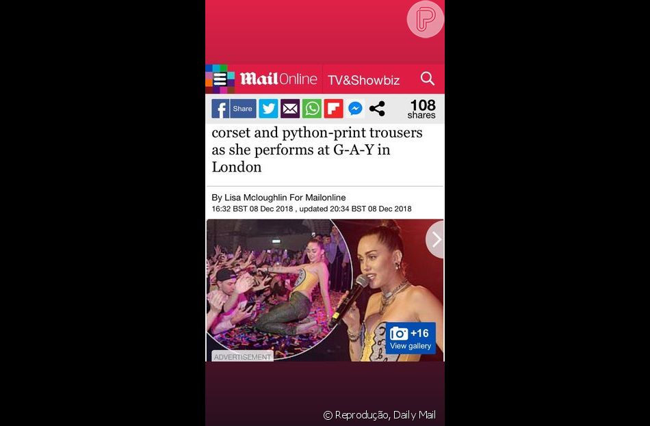 Miley Cyrus utilizou o mesmo corselet que Bruna Marquezine em 2018