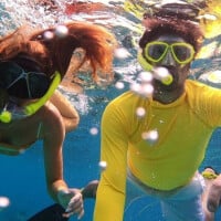 Marina Ruy Barbosa e namorado, Guilherme Mussi, surgem juntos em mergulho nas Maldivas
