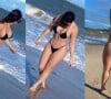 Naiara Azevedo exibe barriga trincada em biquíni fio-dental em dia de praia