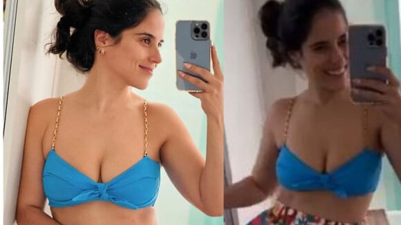 Mãe de dois, Camilla Camargo mostra corpo de biquíni e afirma: 'Me aceitando'. Foto!