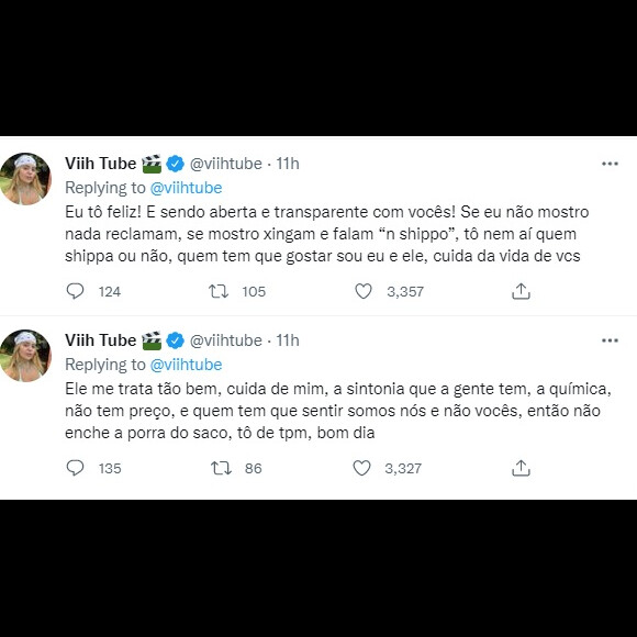 ''Não enche', pediu Viih Tube