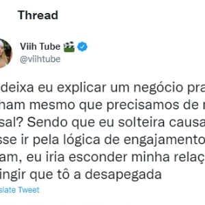 Viih Tube foi às redes sociais desabafar sobre as críticas