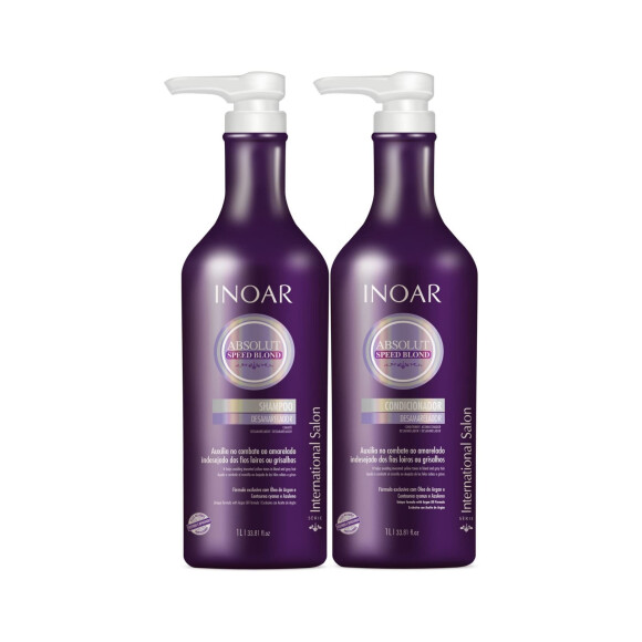 Quem tem cabelo loiro vai adorar o Kit Shampoo e Condicionador Speed Blond Matizador, de Inoar, de R$129,90 por R$92,15
