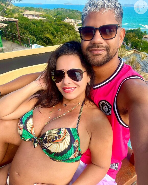 Viviane Araújo já sente contrações aos 8 meses de gravidez do primeiro filho com Guilherme Militão