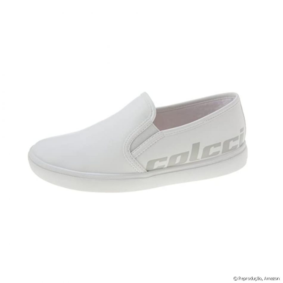 Tênis Feminino Branco no modelo Slip On Maria, de Colcci