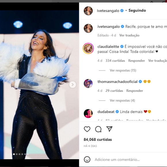 Ivete Sangalo já vinha se apresentando com uma tipoia no braço nos últimos dias