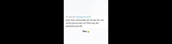 João Gomes reagiu à cantada picante de fã e compartilhou pedido da internauta