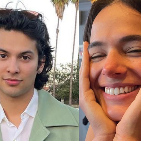 Bruna Marquezine faz par romântico com o ator Xolo Maridueña no filme 'Besouro Azul'