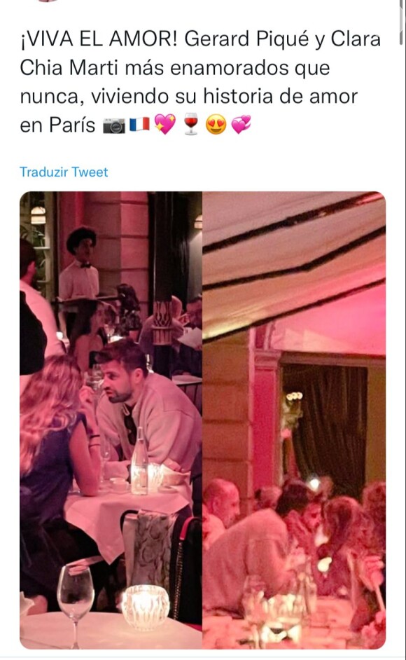 Em Paris, Clara e Piqué foram flagrados em um restaurante