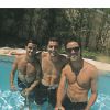 Rodrigo Simas, Bruno Gissoni e Felipe Simas mostram corpos musculosos em dia de piscina durante o Natal, nesta quinta-feira, 25 de dezembro de 2014