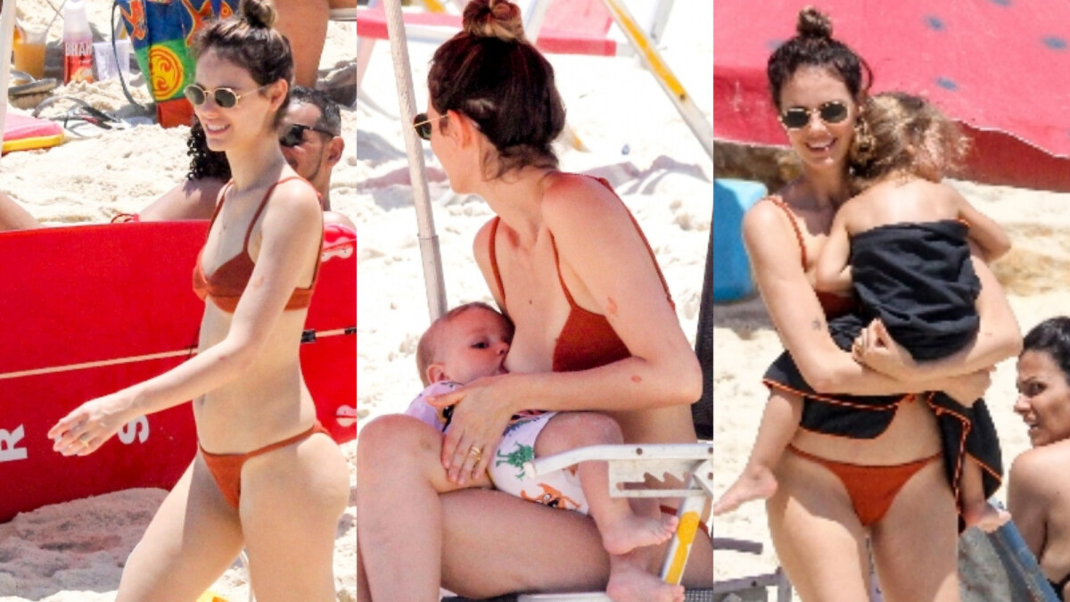 Foto: Laura Neiva curtiu o dia na praia com os filhos - Purepeople