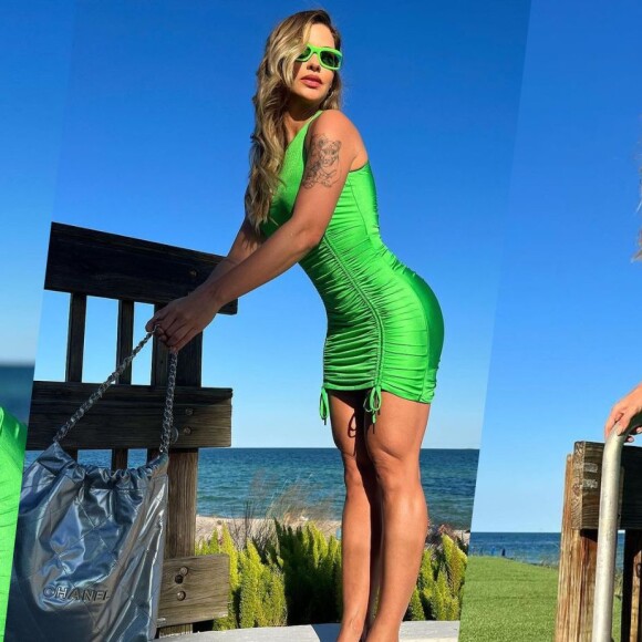 Esse look com minivestido de Andressa Suita mostra que verde é a cor mais quente para o Verão 2023