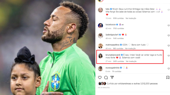 Veja mensagem de Bruna Biancardi para Neymar em destaque