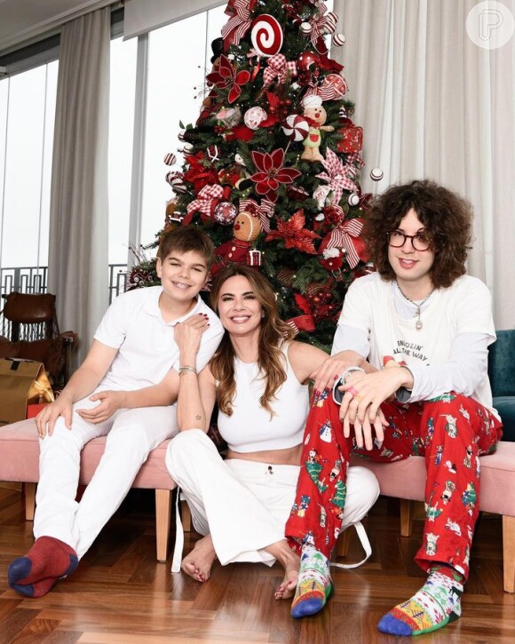 Luciana Gimenez passou o Natal com os dois filhos