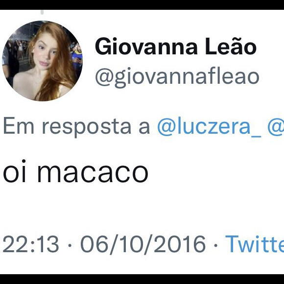 Casa de Vidro 'BBB 23': Giovanna se referiu a alguém como 'macaco' em outra publicação de 2016