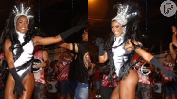 Erika Januza caiu no samba durante o ensaio de rua da escola Unidos do Viradouro