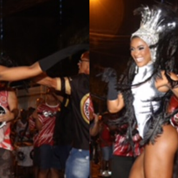 Erika Januza caiu no samba durante o ensaio de rua da escola Unidos do Viradouro