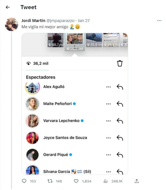 Jordi Martin mostrou que Piqué acompanha suas publicações nas redes sociais