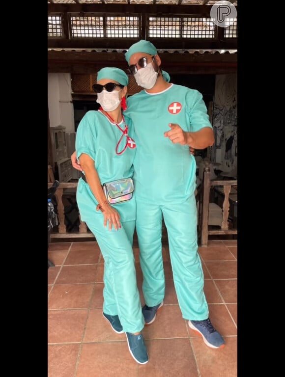 Fátima Bernardes e Túlio Gadêlha usaram 'fantasia' de médica e enfermeiro para o carnaval 2023