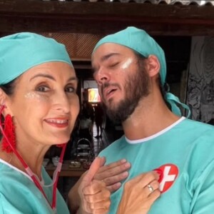 Fátima Bernardes e Túlio Gadêlha usaram jalecos de médica e enfermeira no carnaval 2023 e acabaram dividindo opiiões. Apresentadora disse se tratar de uma homenagem aos profissionais
