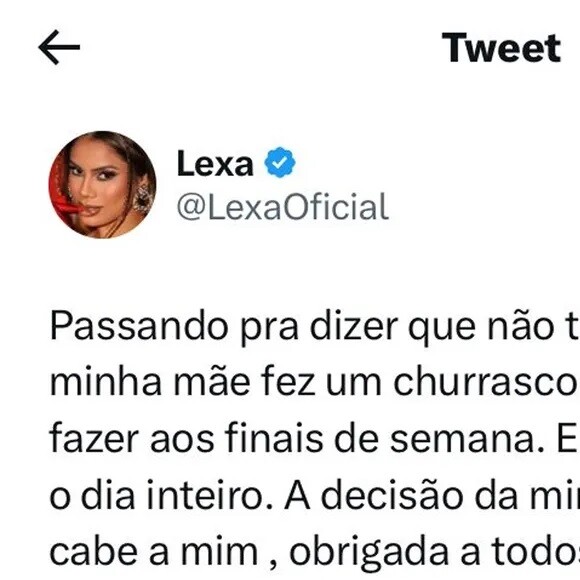 Lexa negou a realização da festa