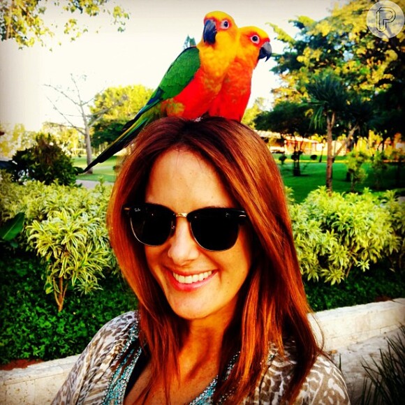 Ticiane Pinheiro posta foto com pássaros na cabeça