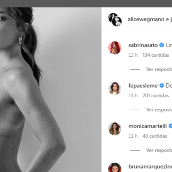 Nua, Alice Wegmann arrancou elogios na web por ensaio realizado pelo fotógrafo Jorge Bispo