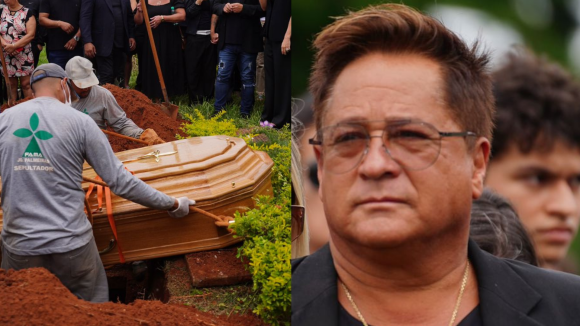 Corpo da mãe de Leonardo é enterrado ao lado do filho Leandro; despedida é marcada por emoção. Fotos