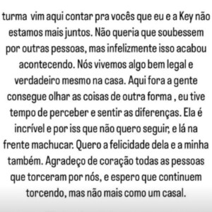 Namoro de Key Alves e Gustavo chega ao fim! Ex-BBB confirma término de relacionamento com jogadora de vôlei