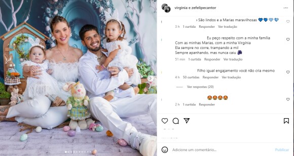 Virgínia Fonseca e Zé Felipe publicaram fotos de um ensaio especial de Páscoa com as filhas