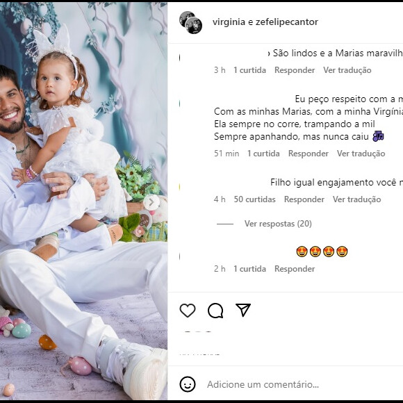 Virgínia Fonseca e Zé Felipe publicaram fotos de um ensaio especial de Páscoa com as filhas