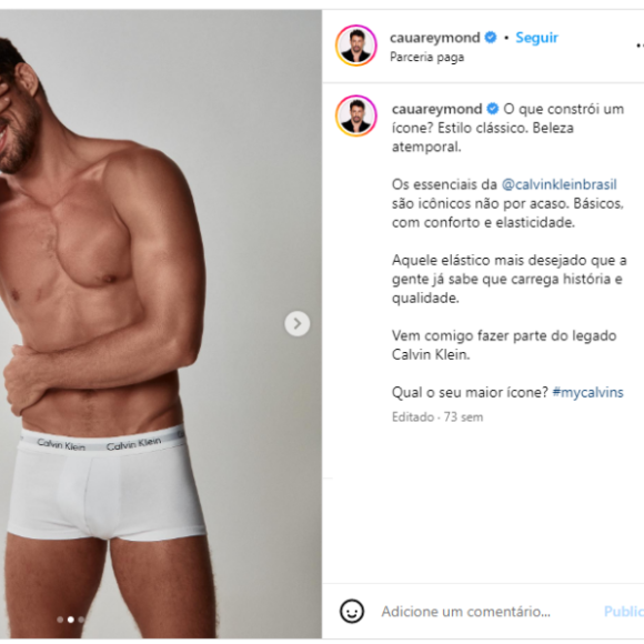 Cauã Reymond tirou fotos de cueca em um ensaio para Calvin Klein
