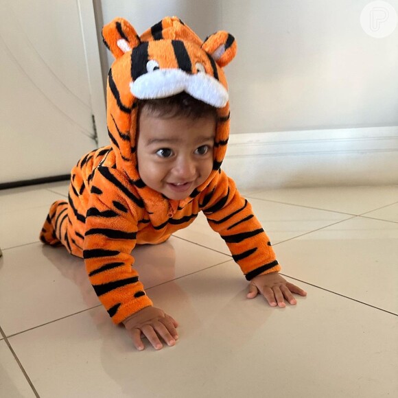 Filho de Viviane Araujo se vestiu de Tigrão para comemorar os 10 meses de vida