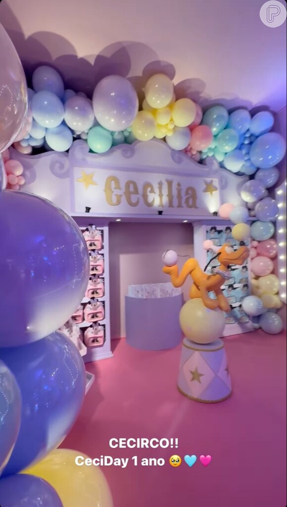 Aniversário de Cecília também teve personagens da Disney na decoração