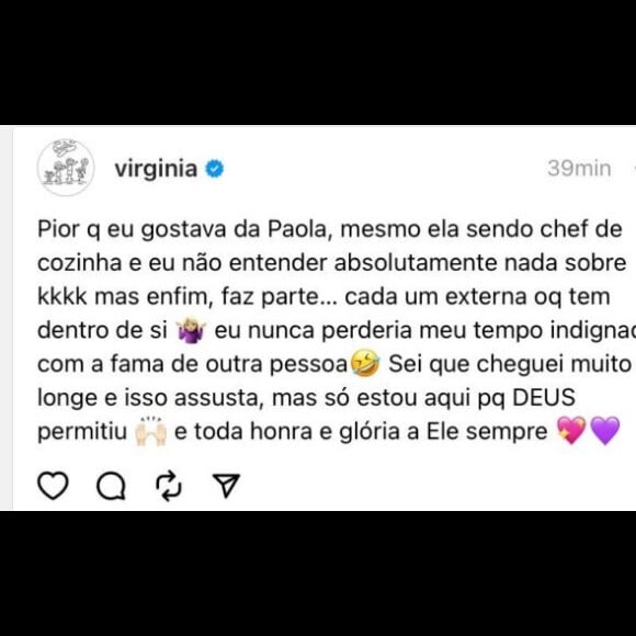 Virginia Fonseca alfinetou Paola Carosella após suposta cutucada da chef em podcast