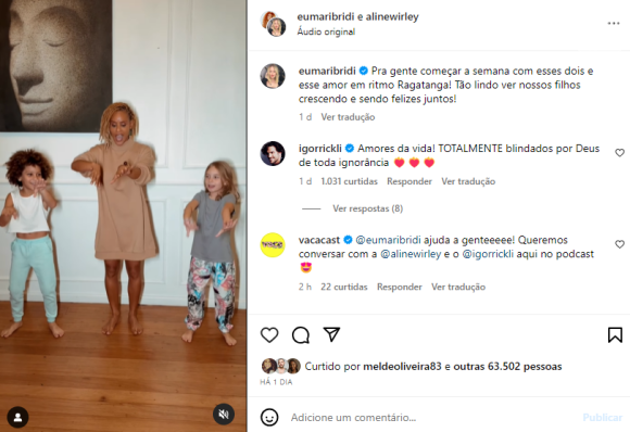 Aline Wirley dançou 'ragatanga' com o filho e afilhada, mas invés dos internautas curtirem o momento em família criticaram o cropped usado por Antônio.