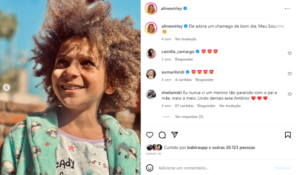 Aline Wirley é mãe de Antônio, por enquanto seu filho único, no entanto, a cantora pretende adotar uma criança.