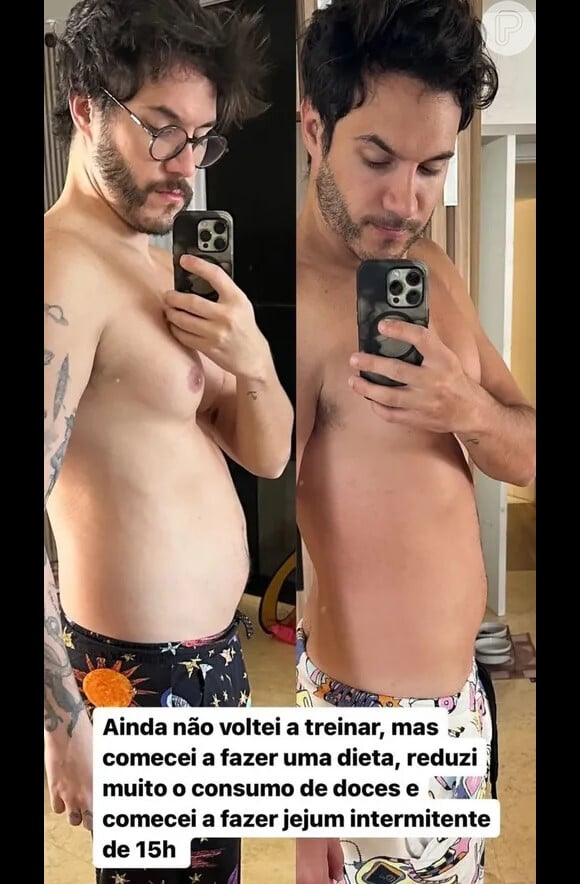 Eliezer compartilhou antes e depois do começo da dieta nas redes sociais
