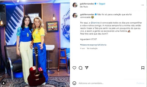 Gabi Fernandes e Tamires lançaram uma música juntas antes da Copa do Mundo