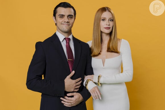 Em 'Fuzuê', Preciosa Montebello (Marina Ruy Barbosa) é casada com Heitor (Felipe Simas), deputado com projeto mirabolantes