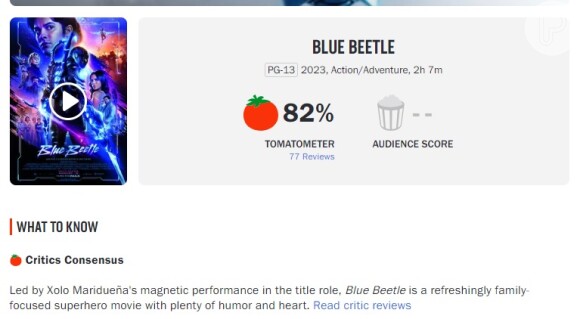 'Besouro Azul' recebeu uma boa nota no Rotten Tomatoes