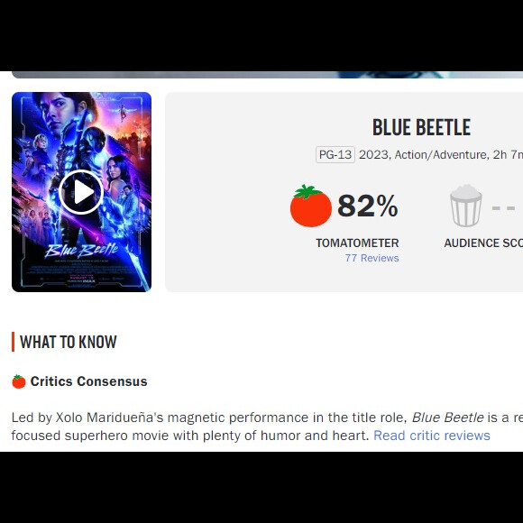 'Besouro Azul' recebeu uma boa nota no Rotten Tomatoes