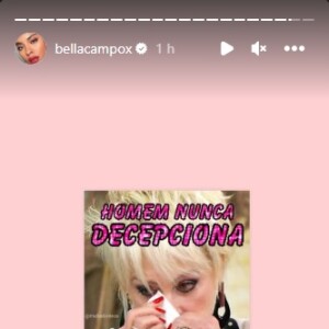 Bella Campos compartilhou um meme sobre homens decepcionarem mulheres