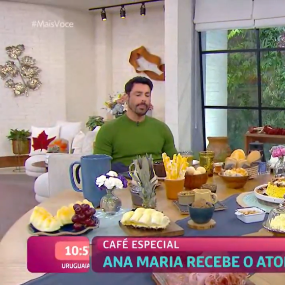 Ana Maria Braga toma café da manhã com Cauã Reymond na Globo