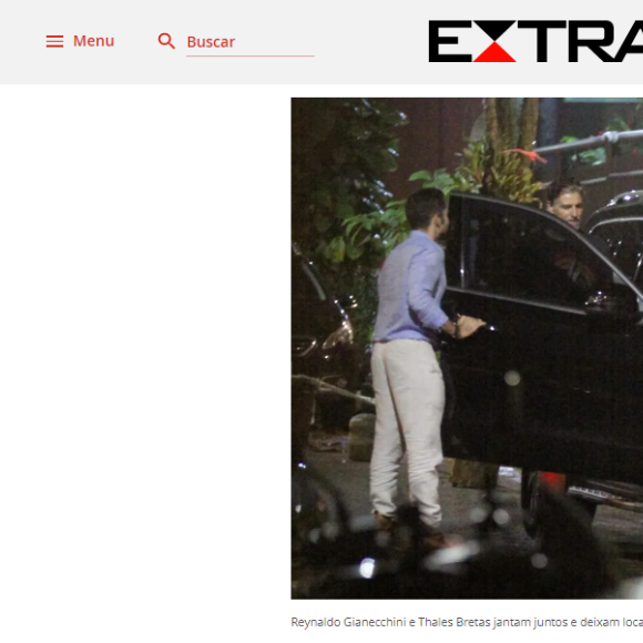 Thales Bretas abriu a porta do carro para Reynaldo Gianecchini. Fotos foram divulgadas pelo jornal Extra