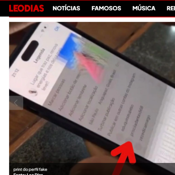 Graciele Lacerda aparece com o perfil @prisciladantas568 logado em seu Instagram em vídeo divulgado por Leo Dias