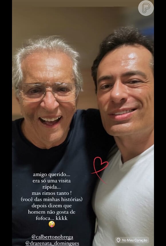 Internado, Carlos Alberto de Nóbrega surgiu em foto com o amigo Sandro Zanirato