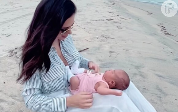 Bruna Biancardi compartilha novo registro de momento íntimo com Mavie na praia