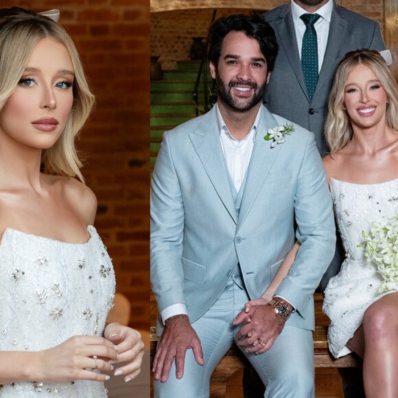 Casamento intimista: Duda Reis usa vestido de noiva nada tradicional e diz sim para o cabeleireiro Du Nunes